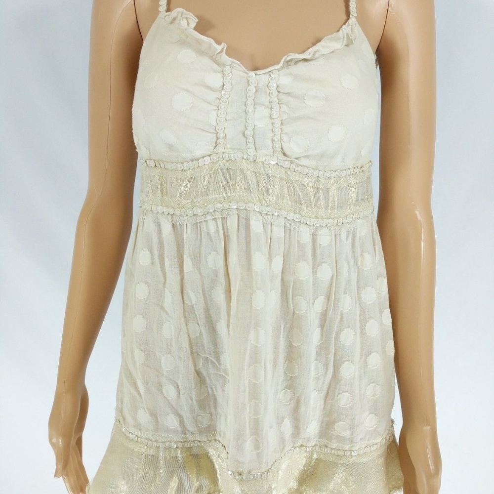 Free People Size 4 Ivory Spaghetti Strap Blouse